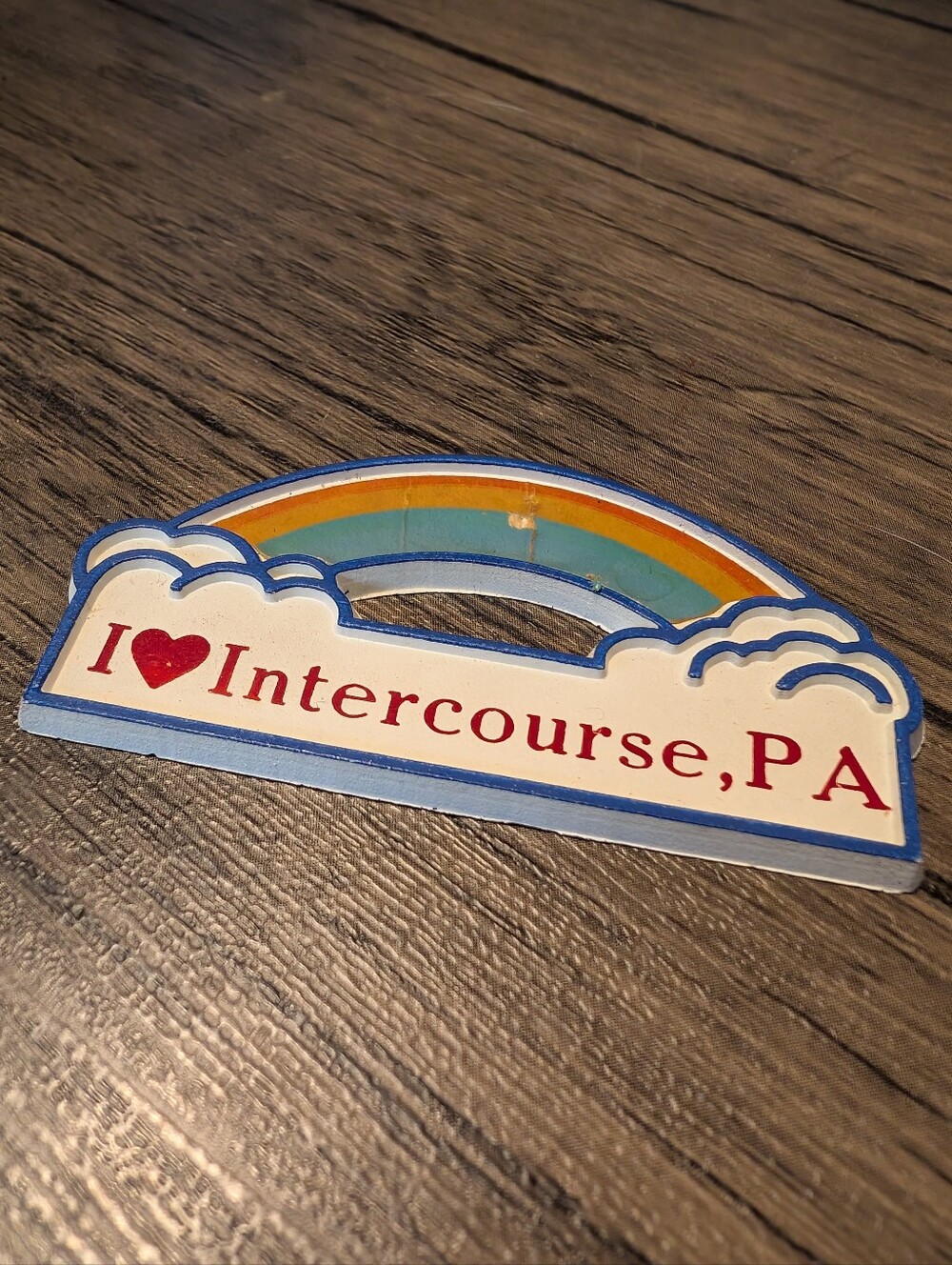 RARE! Vintage 1970s/ 80s Souvenir Rainbow Magnet From Intercourse, PA